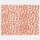 Couverture Polaire Couleur orange et Empreinte de léopard blanc (Devant (Horizontal))