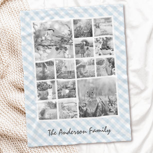 Couverture Polaire Couleur personnalisée En vichy 14 Photo Collage bé