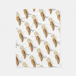 Couverture Polaire Couleur pour aquarelle de hibou de grange