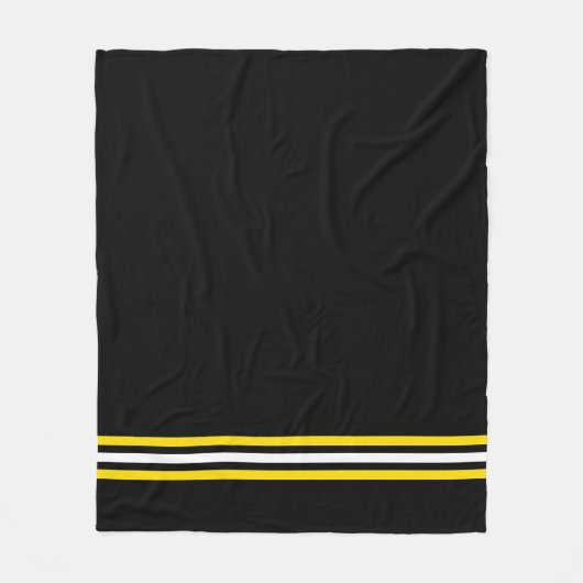 Couverture Polaire Couleurs de l'école Noir Blanc Or Jaune (Devant)