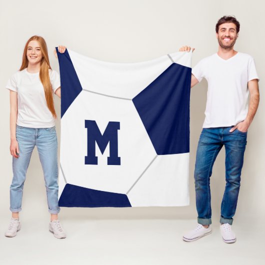 Couverture Polaire couleurs de l'équipe de football sur mesure bleu o (En situation)