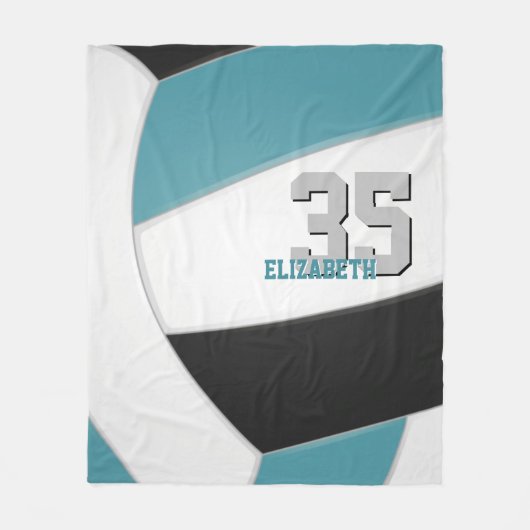 Couverture Polaire Couleurs de l'équipe de volley-ball noir turquoise (Devant)