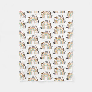 Couverture Polaire Couleurs de terre Arc-en-ciel Jungle Animaux Motif