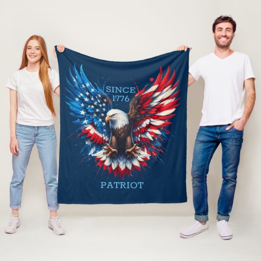 Couverture Polaire Couleurs du drapeau américain Bold Eagle (En situation)