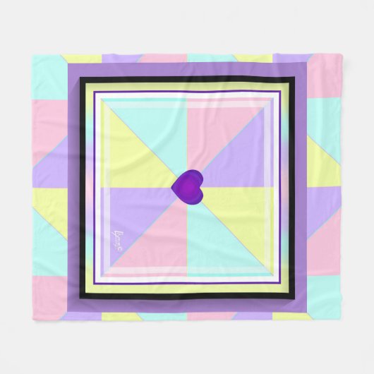 Couverture Polaire Couleurs pastel & coeurs violets battre (Devant (Horizontal))