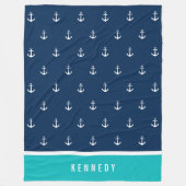 Couverture Polaire Couleurs personnalisées Ajouter un nom Ancre nauti (Devant)