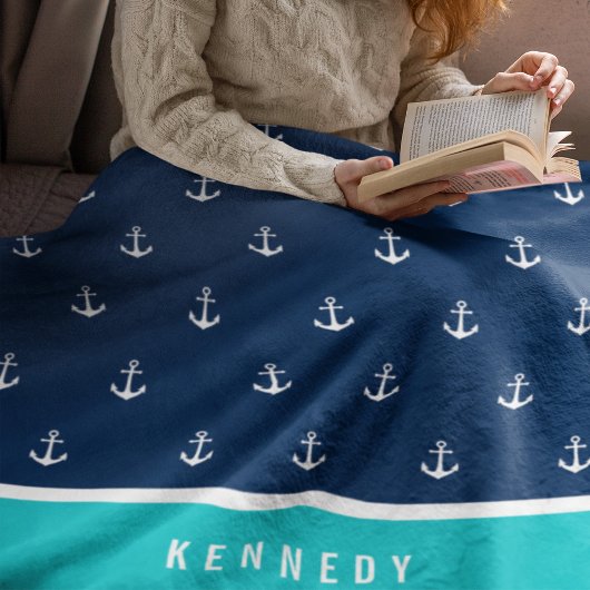 Couverture Polaire Couleurs personnalisées Ajouter un nom Ancre nauti