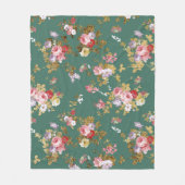 Couverture Polaire Country chic forest green pink gold (Devant)