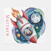 Couverture Polaire Coup de projectile de l'astronaute de fête d'anniv (Devant (Horizontal))