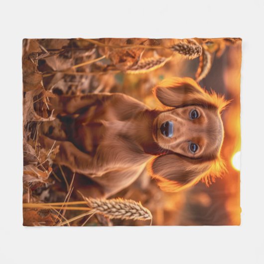 Couverture Polaire Coupe Dachshund d'automne (Devant (Horizontal))