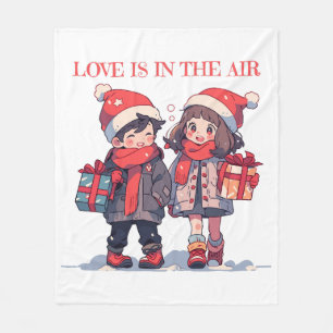 Couverture Polaire Couple de Noël - L'amour est dans l'air
