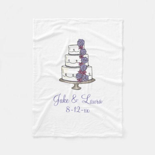 Couverture Polaire Couple personnalisé Nom Mariage floral gâteau cade (Devant)