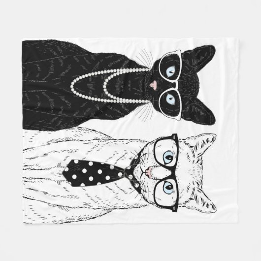 Couverture Polaire Couples de chat (Devant (Horizontal))