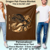 Couverture Polaire Couples Gold Dragons Ajouter des noms 60"x80"