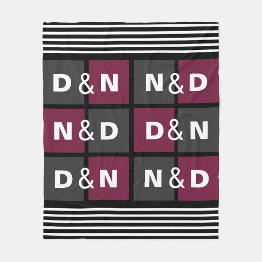 Couverture Polaire Couples Initiales battu ensemble Motif moderne (Devant)