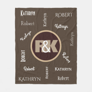 Couverture Polaire Couples Initiales battues ensemble avec nom