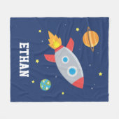 Couverture Polaire Coups de fusée parmi la planète et étoiles, enfant (Devant (Horizontal))
