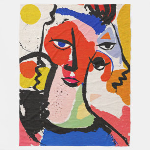 Couverture Polaire Coups de pinceau expressifs Art abstrait de style 