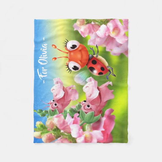 Couverture Polaire Coupure de toison Ladybug et Snap Dragons (Devant)