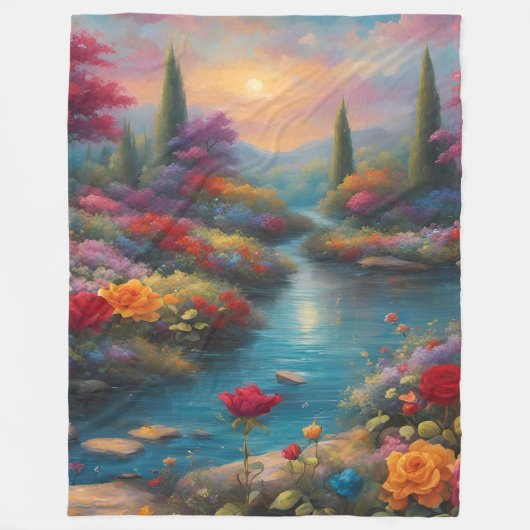 Couverture Polaire "Courant de jardin paradisiaque" (Devant)