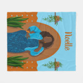 Couverture Polaire Courbe, Femme noire, Plantes domestiques, Orange & (Devant (Horizontal))