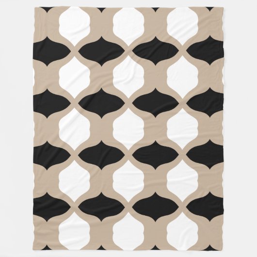 Couverture Polaire Courbes douces Motif - Taupe, noir et blanc (Devant)