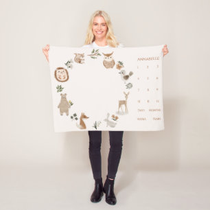 Couverture Polaire Couronne de jalons de bébé Boho Animaux de la forê