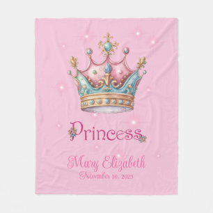 Couverture Polaire Couronne de princesse rose mignonne