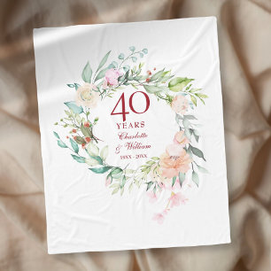 Couverture Polaire Couronne florale pour les 40 ans de mariage Rubis