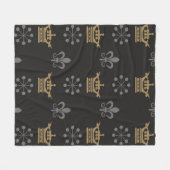 Couverture Polaire Couronnes d'or sur fond d'écran noir, motif transp (Devant (Horizontal))
