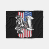Couverture Polaire Course de Sprint Car Drapeau Usa (Devant (Horizontal))