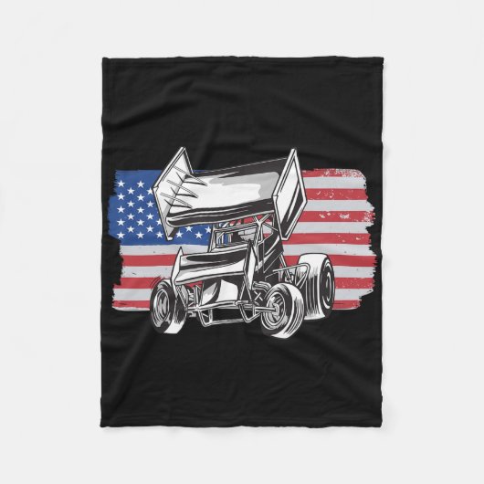 Couverture Polaire Course de Sprint Car Drapeau Usa (Devant)