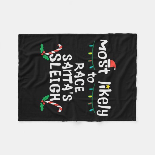 Couverture Polaire Course la plus probable Père Noël Sleigh Noël Noël (Devant (Horizontal))