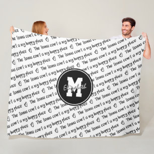 Couverture Polaire court de tennis ma place heureuse texte motif TOUT