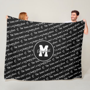 Couverture Polaire court de tennis mon endroit heureux noir blanc