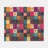 Couverture Polaire Courtepoint Patchwork Vibrant avec Florales Classi (Devant (Horizontal))