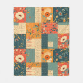 Couverture Polaire Courtepoint-Rétro-Fleurs-Patchwork (Devant)