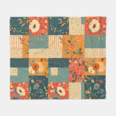 Couverture Polaire Courtepoint-Rétro-Fleurs-Patchwork (Devant (Horizontal))