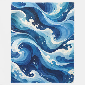 Couverture Polaire Coussin de jet abstrait Vagues de l'océan bleu Aqu