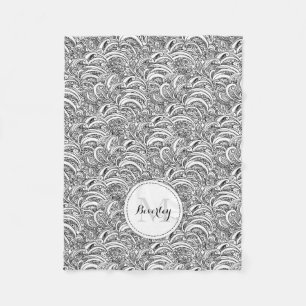 Couverture Polaire Coussin nommé blanc de noir d'encre de motif de