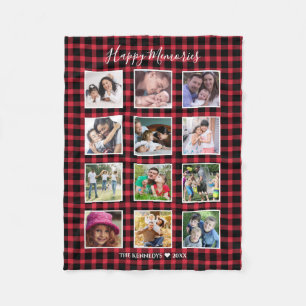 Couverture Polaire Coutume 12 Collage Photo Famille Red Buffalo Plaid