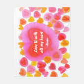 Couverture Polaire Coutume douce d'aquarelle de l'amour U de tout mon (Devant)