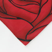 Couverture Polaire Coutume, rayures noires et blanches, avec Rose (Coin)
