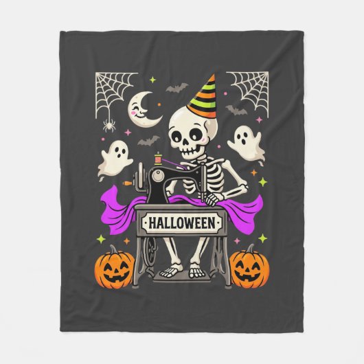 Couverture Polaire Couture de squelette d'Halloween Citrouille fantôm (Devant)