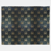 Couverture Polaire Couvercle en polaire crâne doré et os croisés (Devant (Horizontal))