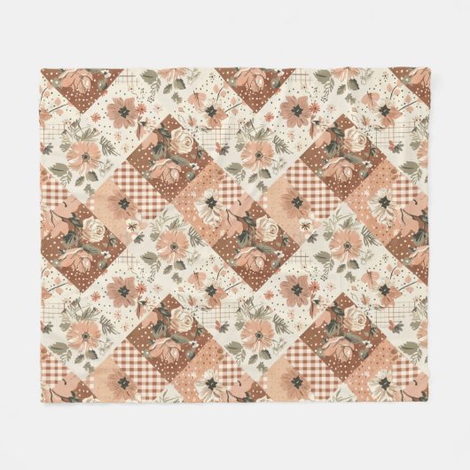 Couverture Polaire Couvre-lit en terre cuite et patchwork de gingham (Devant (Horizontal))