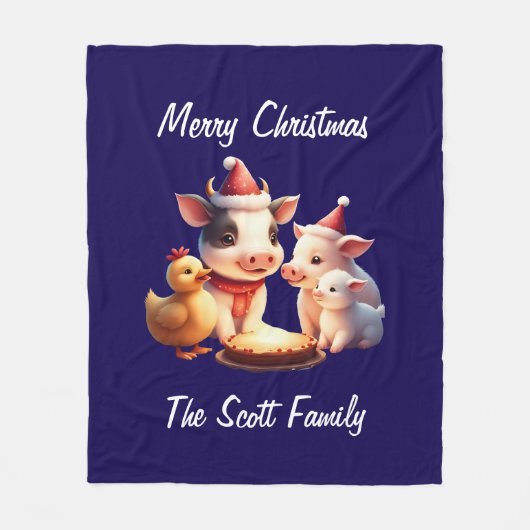 Couverture Polaire cow, pig, lamb and chicken Fleece Blanket (Devant)