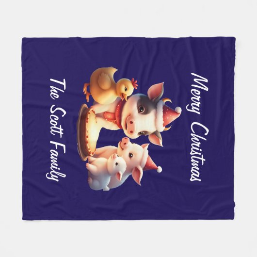 Couverture Polaire cow, pig, lamb and chicken Fleece Blanket (Devant (Horizontal))