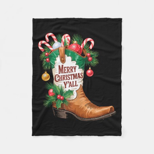 Couverture Polaire Cowboy Boots Country Western Merry Christmas Y'all (Devant)