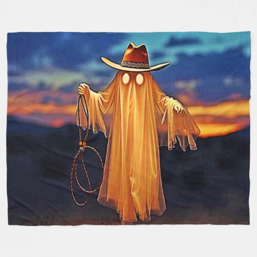 Couverture Polaire Cowboy Ghost au coucher du soleil (Devant (Horizontal))